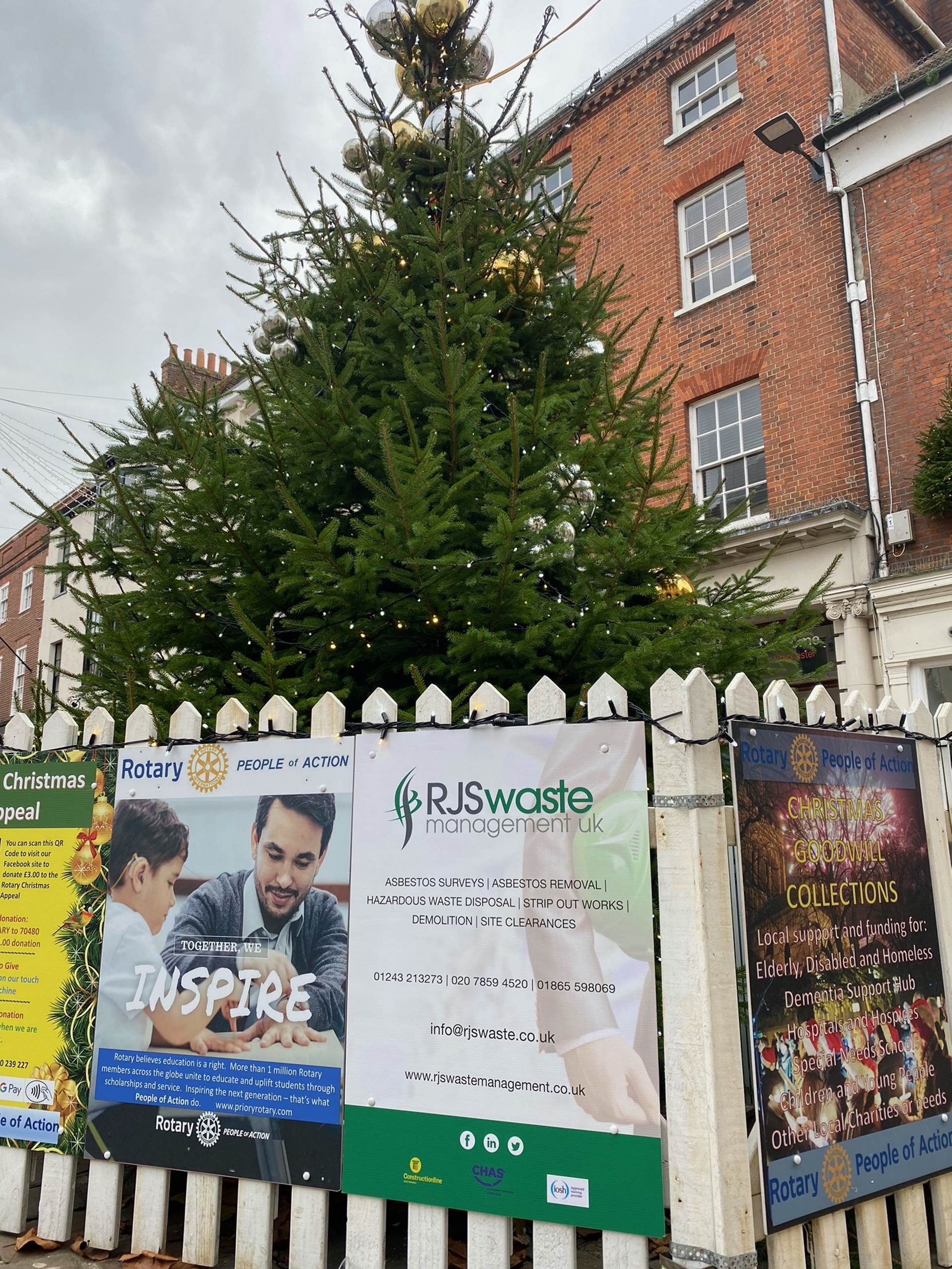 Chichester Christmas tree sponsored by RJS Waste Management