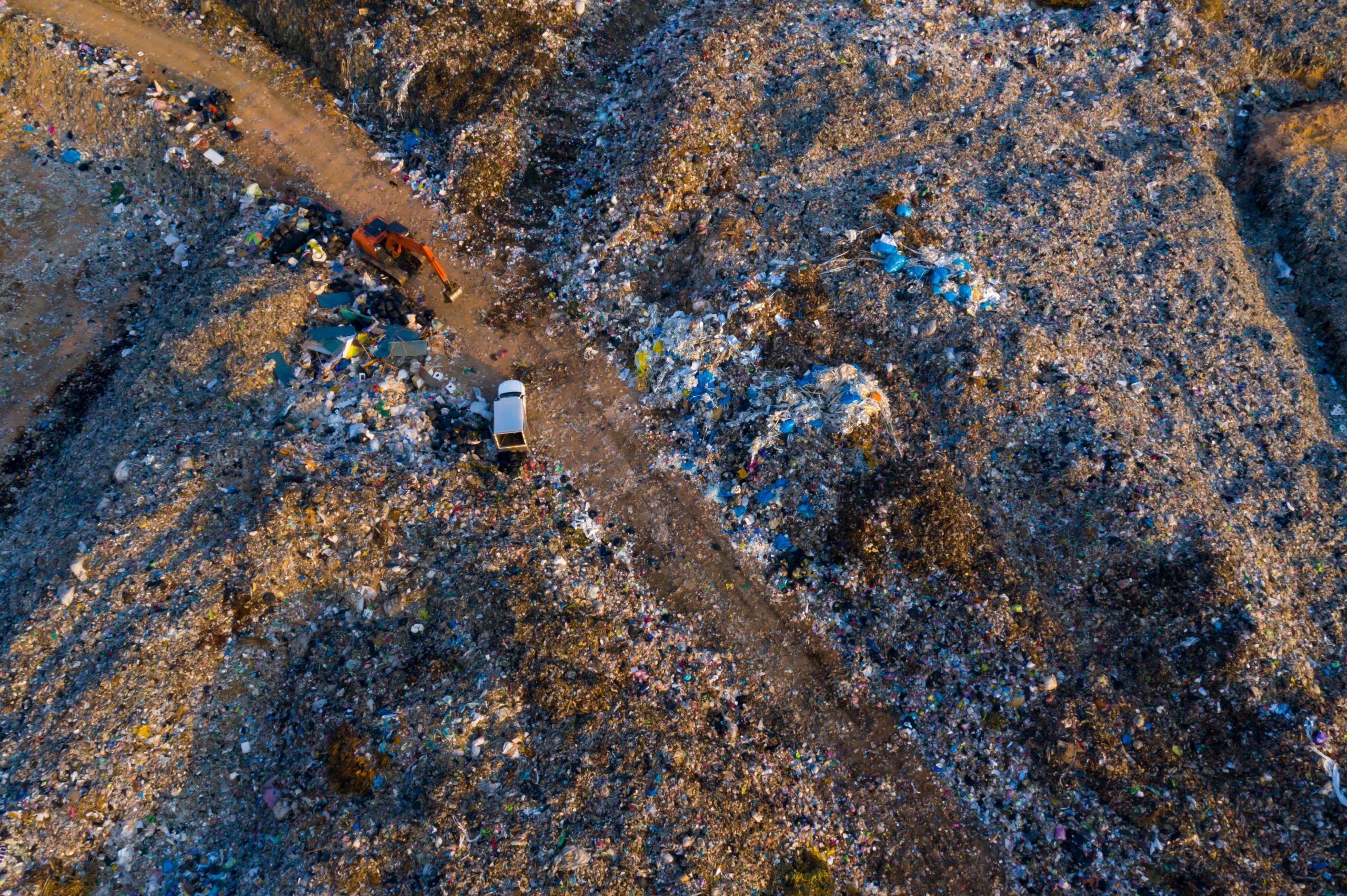 Aerial view of large contaminated land remediation project