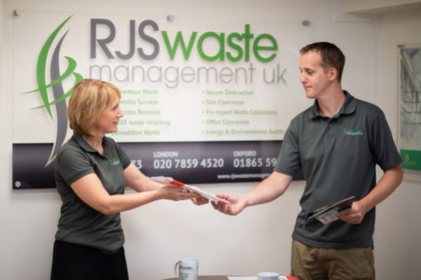 A new employee starting work after applying for RJS Waste Management job vacancies