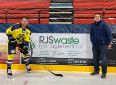 Oxford City Stars player (as sponsored by RJS Waste Management) and Russell Shrives
