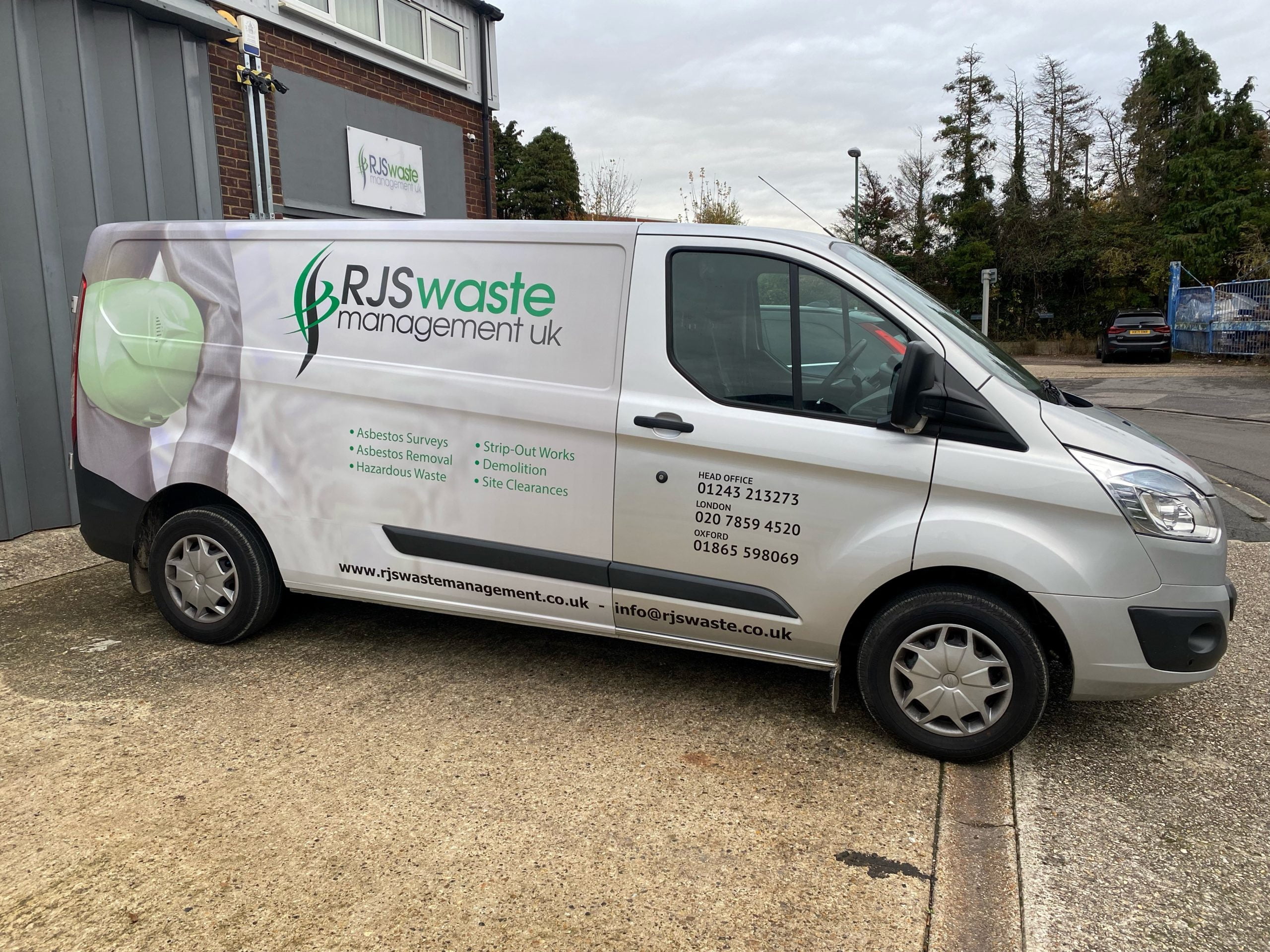 RJS Waste Management van outside the Chichester office