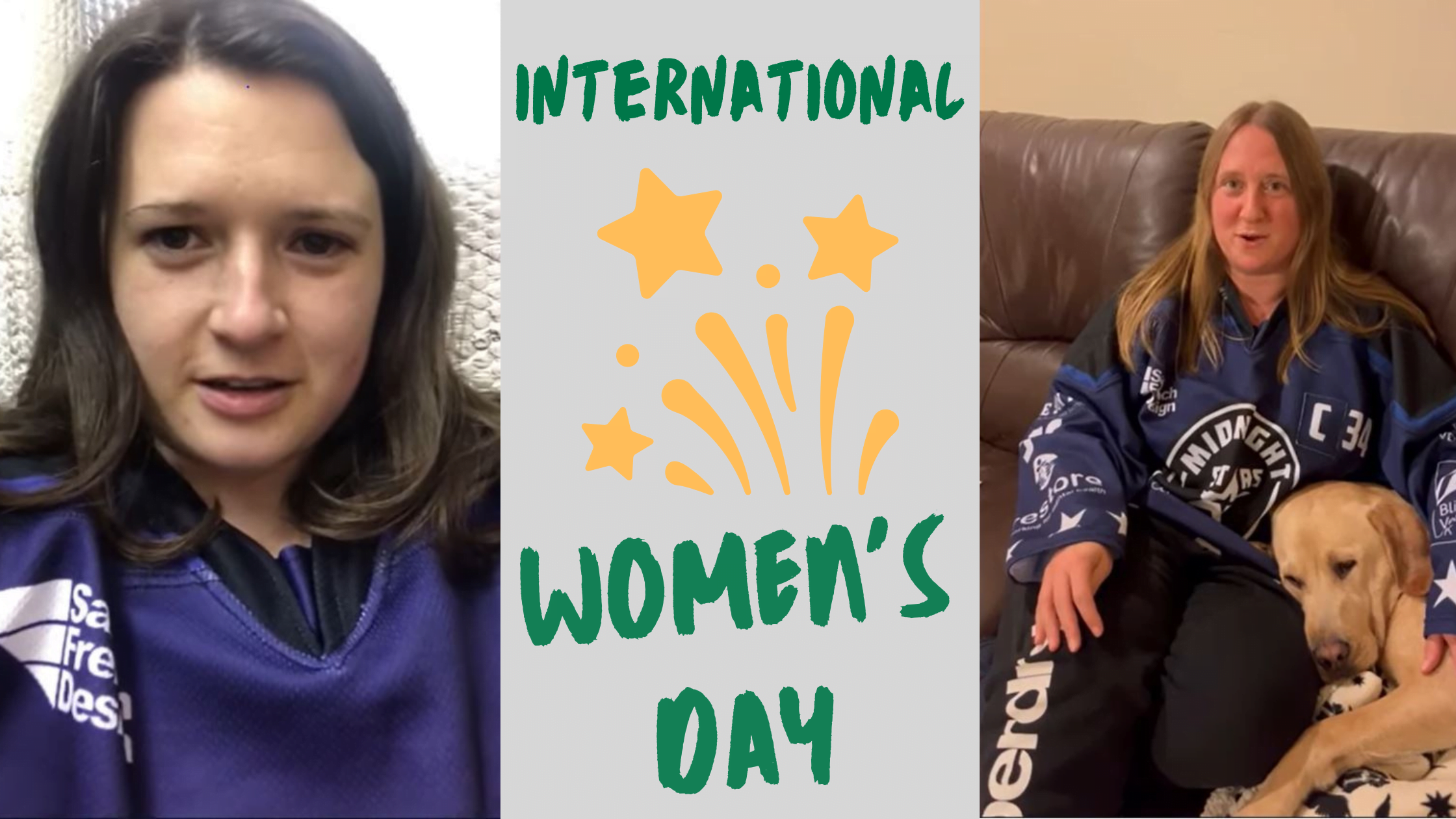 International Women's Day banner featuring Oxford Midnight Stars players