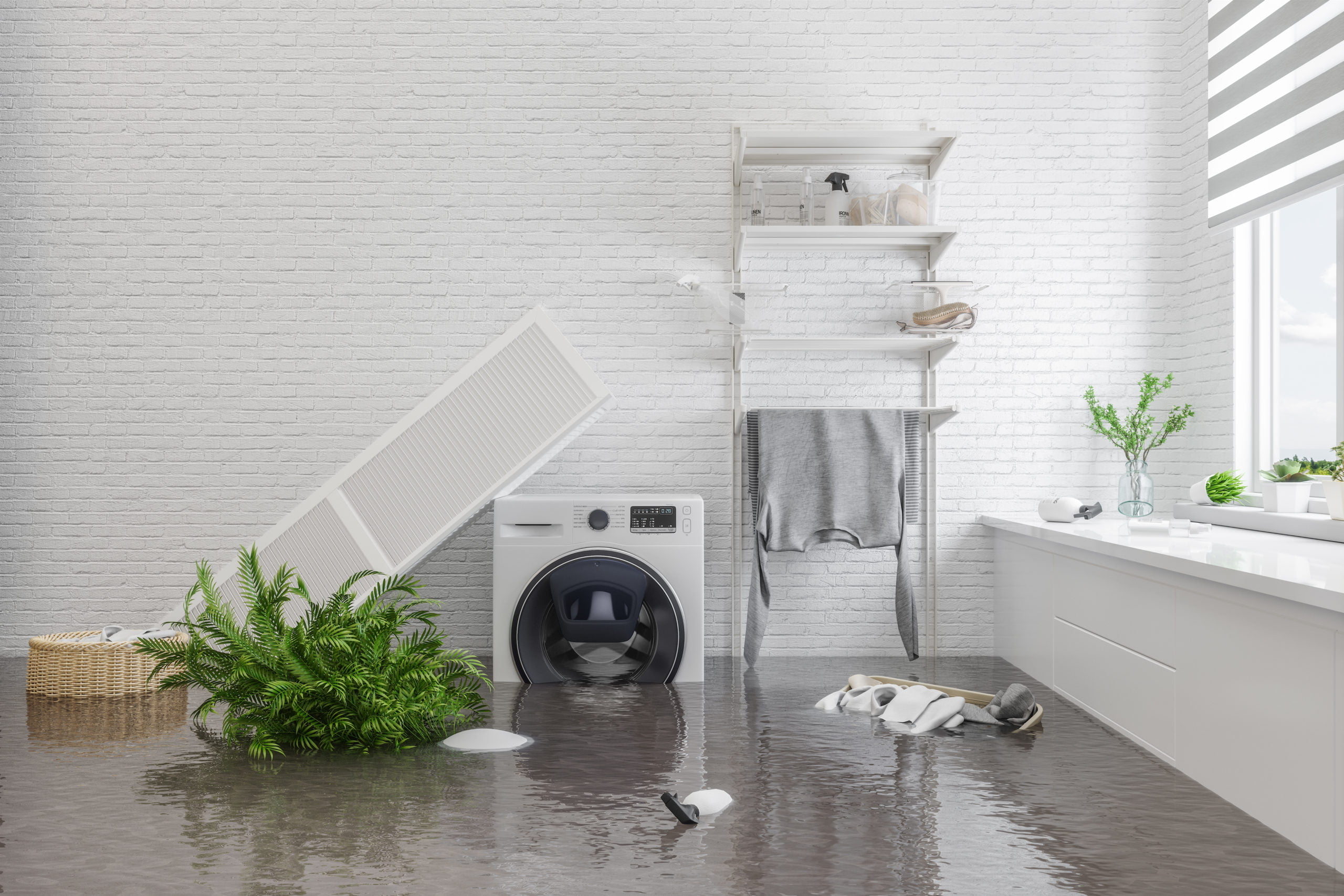 Flood water in a utility room