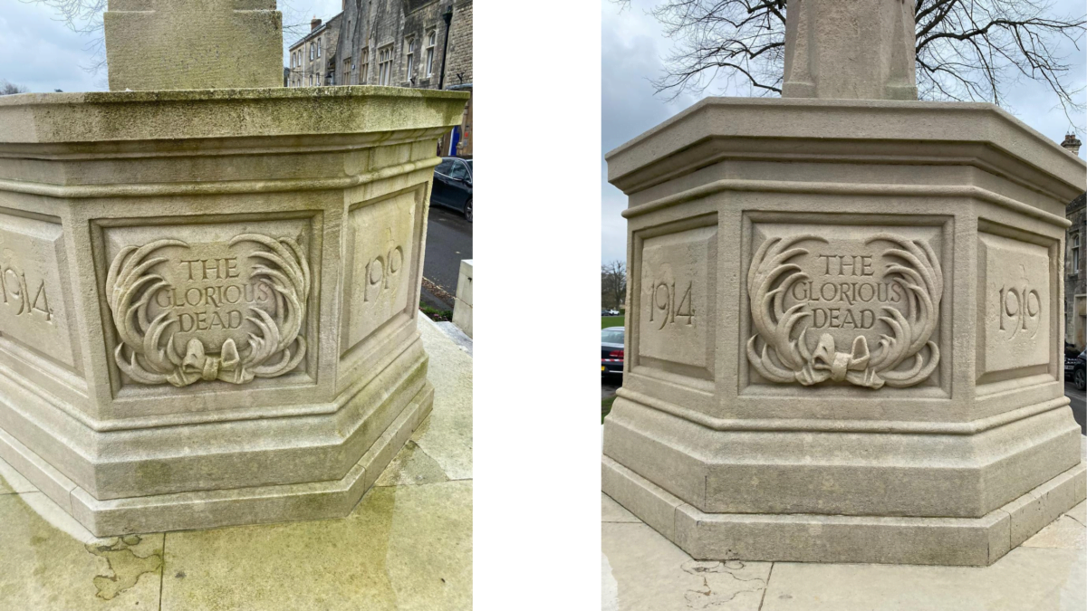 Professional cleaning of Witney Town Council War Memorial 2