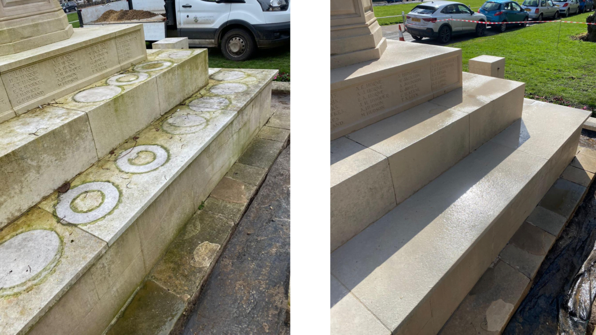Professional cleaning of Witney Town Council War Memorial 3