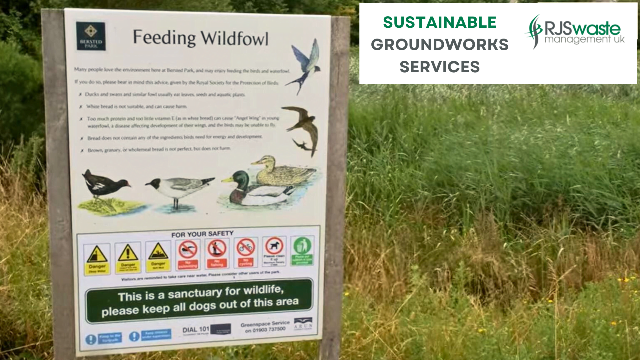 Sign showing wildlife present at site where RJS Waste Management carried our sustainable groundworks services