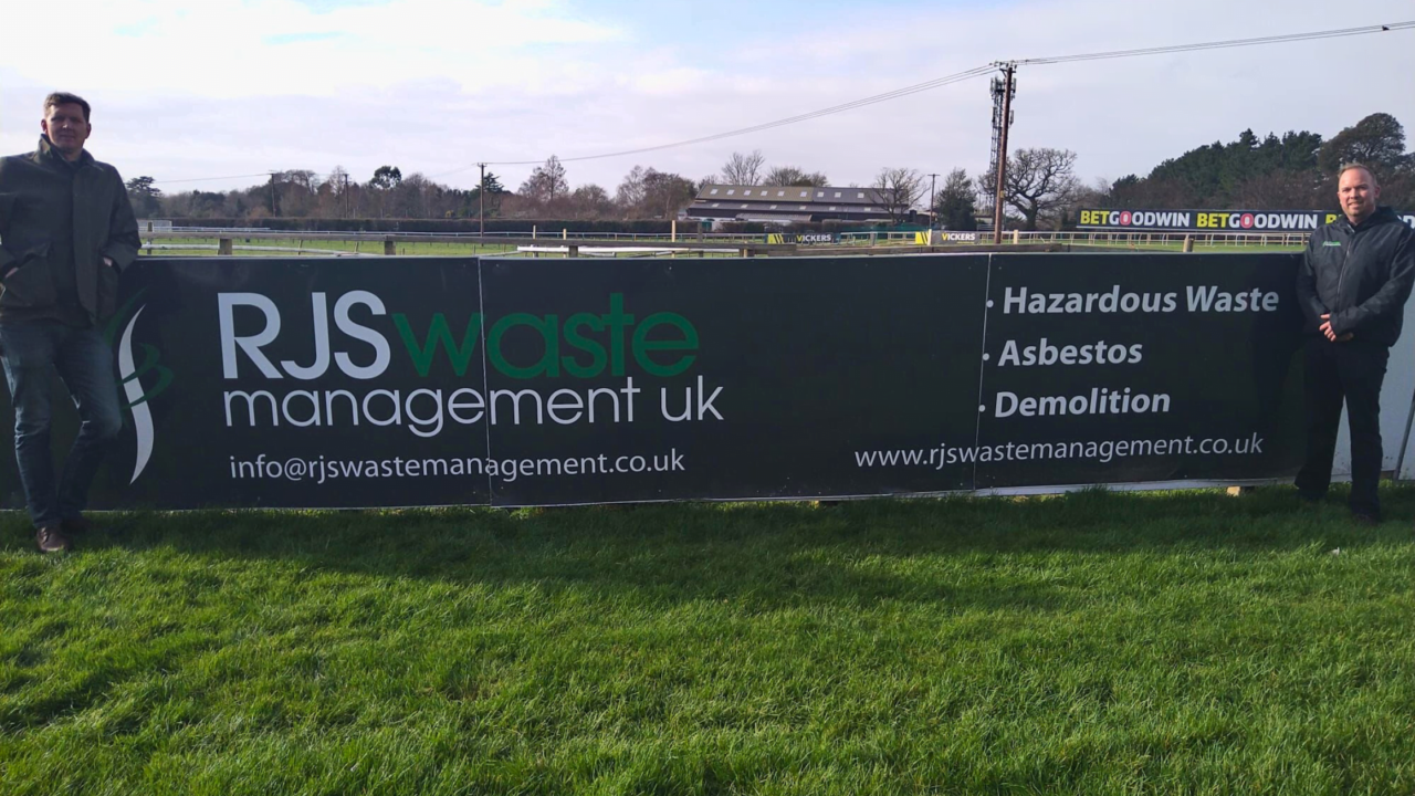 RJS Waste Management UK banner at Fontwell Racecourse